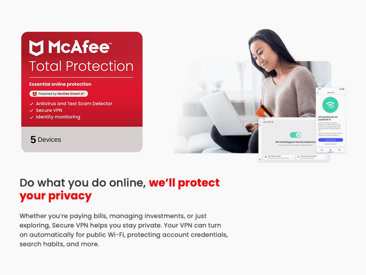 McAfee Total Protection 5-Devices: 1-Year Subscription